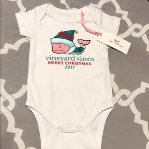 New Vineyard Vines Holiday Elf Whale baby onesie
